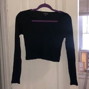 TOP SHOP LONG SLEEVE CROP TOP